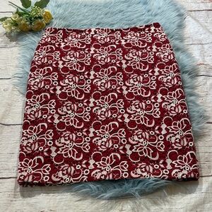 Talbots Red White Crochet Pencil Skirt sz 12